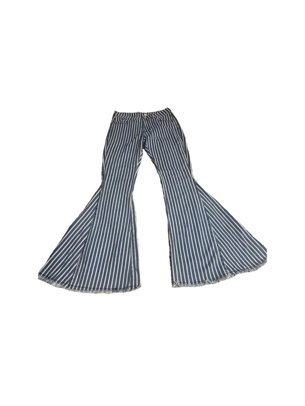 Altar’d State Flared Pants XS Blue White Striped Retro Boho